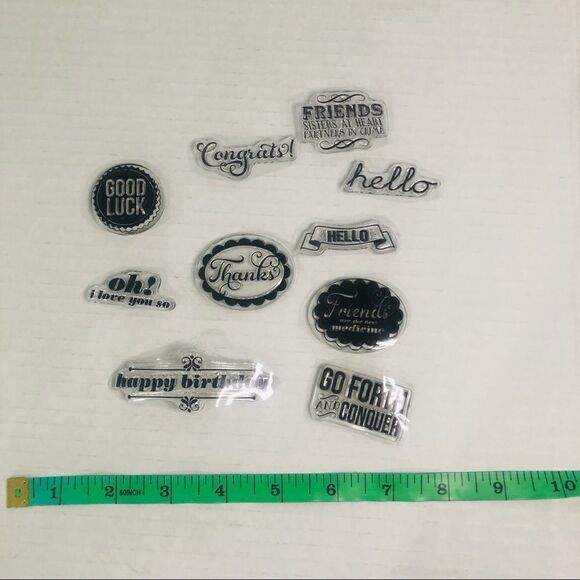 clear stamps words happy birthday hello good luck lot of 10 crafts journaling - Picture 6 of 6